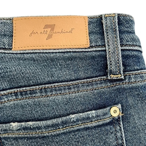 7 For All Mankind Luxe Vintage Skinny Jeans With Metallic Chevron Stripe Size 26 - Picture 9 of 12